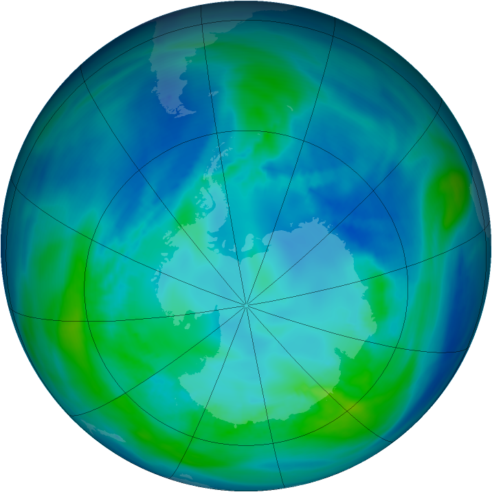 Antarctic ozone map for 19 April 2005
